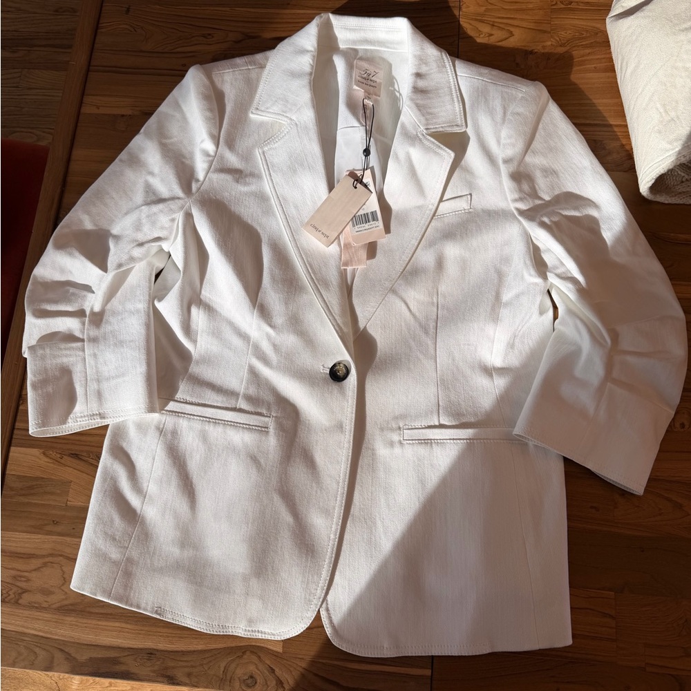 Cinq à Sept Khloe Denim Blazer - women’s size 12 - white - Picture 2 of 5